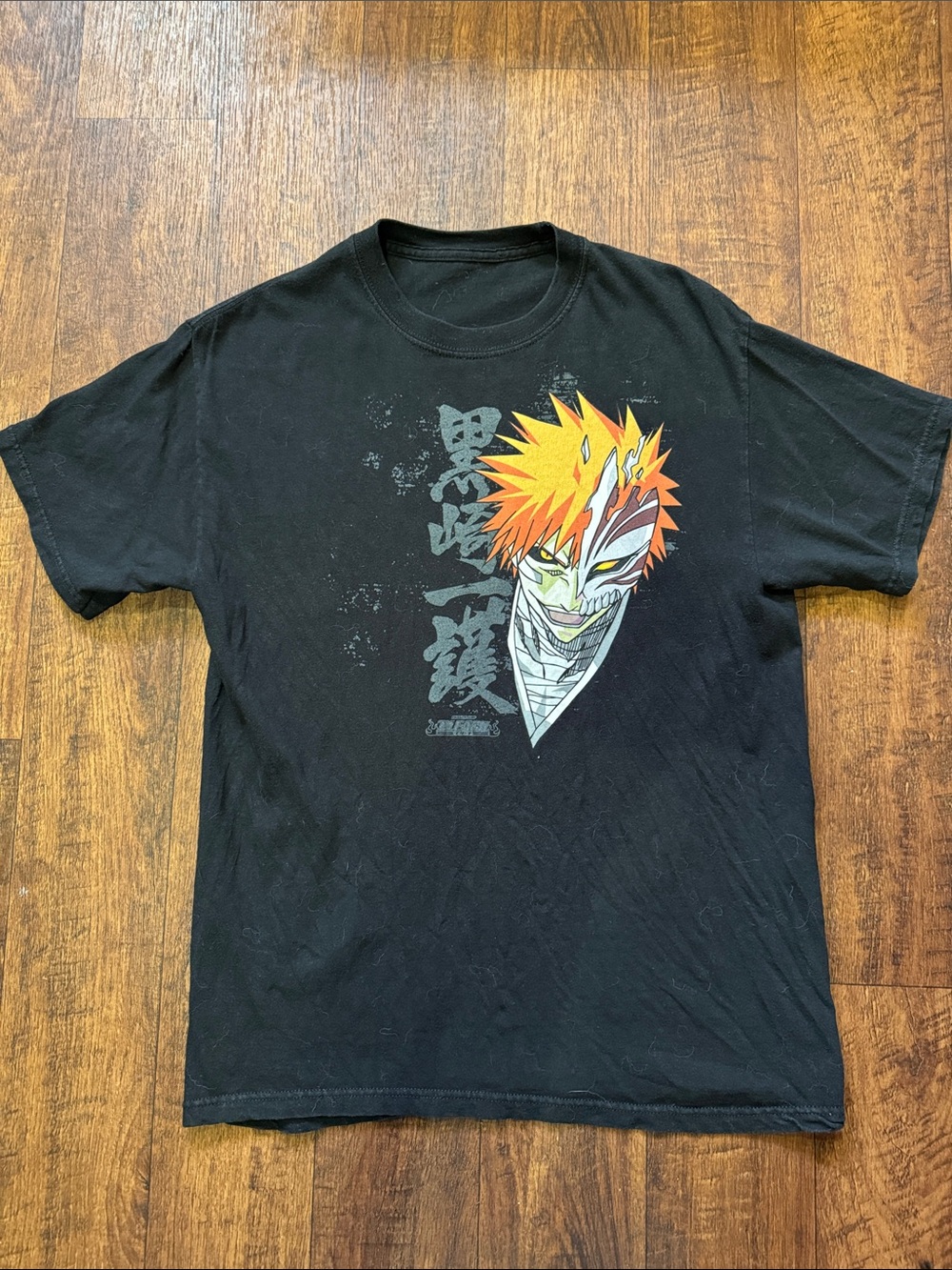 Black Graphic Bleach Anime Tee with Orange Accent - Unisex
